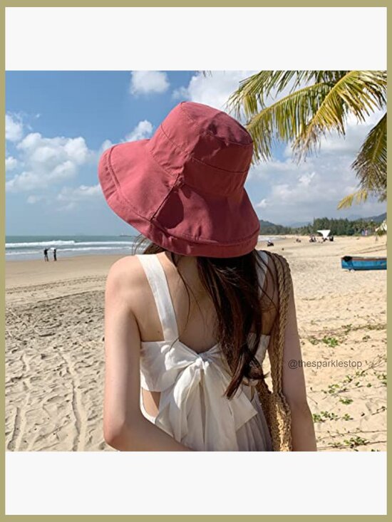 Wide Brim Sun Hat with Wired Edge Reversible Foldable UV Protection main image 6